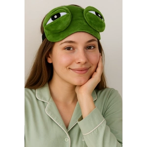 Yeşil Renk Kurbağa Figürlü Uyku Bandı