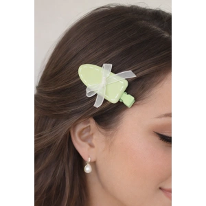 Yeşil Renk Kurdele Detaylı Yan Toka