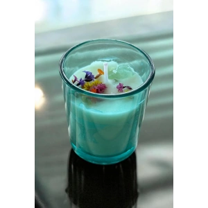 Yeşil Renk Kuru Çiçek Detaylı Mum