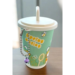 Yeşil Renk Milkshake Figürlü Anahtarlık Detaylı Kutulu Islak Mendil