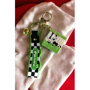 Yeşil Renk Pandalı Rubik Küp Figürlü Anahtarlık