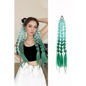 Yeşil Renk Saç Detaylı Lastik Toka