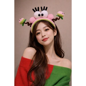 Yeşil Ve Pembe Renk Eğlenceli Peluş Taç