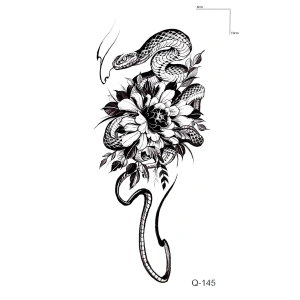 Yılan Ve Çiçek Mini Dövme Geçici Tattoo
