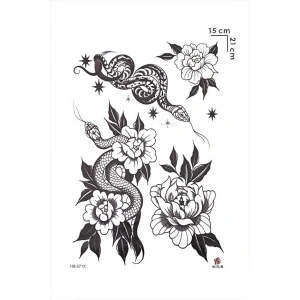 Yılan Ve Gül Geçici Dövme Tattoo