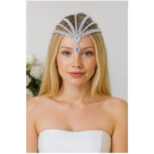 Zirkon Taşlı Gelin/Kına/Nişan/Söz Tasarım Saç Aksesuarı