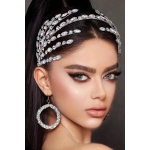 Zirkon Taşlı Gelin/Kına/Nişan/Söz Tasarım Saç Aksesuarı /Taç