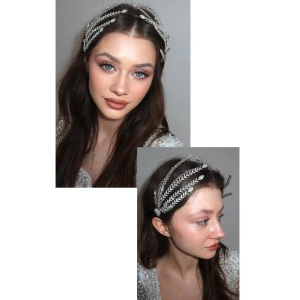 Zirkon Taşlı Gelin/Kına/Nişan/Söz Tasarım Saç Aksesuarı/Taç