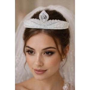 Zirkon Taşlı Gelin/Kına/Nişan/Söz Tasarım Taç