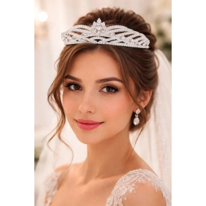 Zirkon Taşlı Gelin/Kına/Nişan/Söz Tasarım Taç