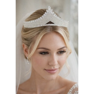 Zirkon Taşlı Gelin/Kına/Nişan/Söz Tasarım Taç