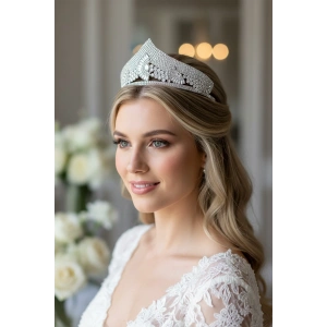 Zirkon Taşlı Gelin/Kına/Nişan/Söz Tasarım Taç