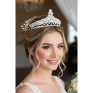 Zirkon Taşlı Gelin/Kına/Nişan/Söz Tasarım Taç