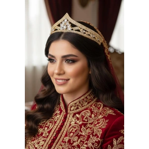 Zirkon Taşlı Gelin/Kına/Nişan/Söz Tasarım Taç