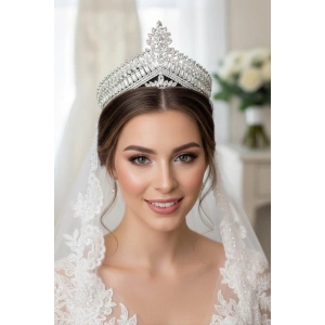 Zirkon Taşlı Gelin/Kına/Nişan/Söz Tasarım Taç