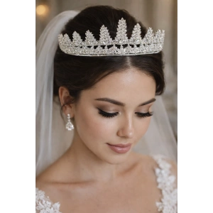 Zirkon Taşlı Gelin/Kına/Nişan/Söz Tasarım Taç