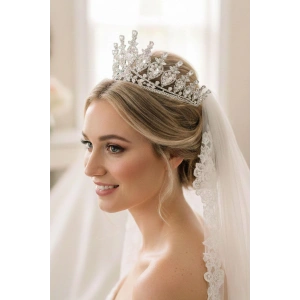 Zirkon Taşlı Gelin/Kına/Nişan/Söz Tasarım Taç