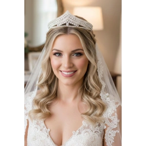 Zirkon Taşlı Gelin/Kına/Nişan/Söz Tasarım Taç