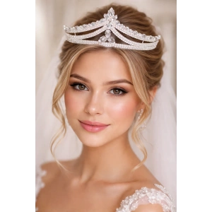 Zirkon Taşlı Gelin/Kına/Nişan/Söz Tasarım Taç