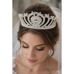 Zirkon Taşlı Gelin/Kına/Nişan/Söz Tasarım Taç