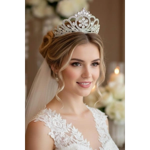 Zirkon Taşlı Gelin/Kına/Nişan/Söz Tasarım Taç