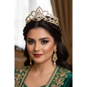 Zirkon Taşlı Gelin/Kına/Nişan/Söz Tasarım Taç
