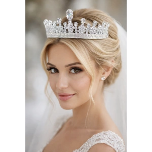 Zirkon Taşlı Gelin/Kına/Nişan/Söz Tasarım Taç