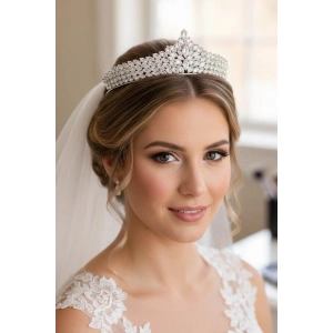 Zirkon Taşlı Gelin/Kına/Nişan/Söz Tasarım Taç