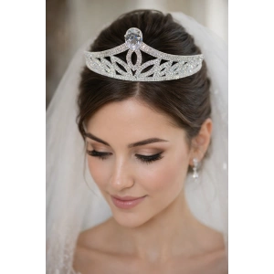 Zirkon Taşlı Gelin/Kına/Nişan/Söz Tasarım Taç