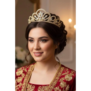 Zirkon Taşlı Gelin/Kına/Nişan/Söz Tasarım Taç