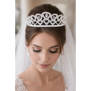 Zirkon Taşlı Gelin/Kına/Nişan/Söz Tasarım Taç