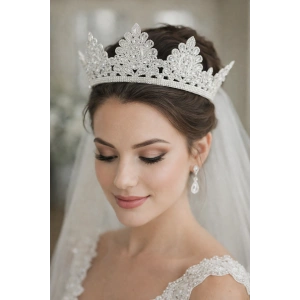 Zirkon Taşlı Gelin/Kına/Nişan/Söz Tasarım Taç