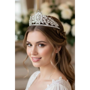 Zirkon Taşlı Gelin/Kına/Nişan/Söz Tasarım Taç