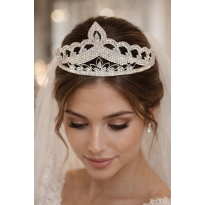 Zirkon Taşlı Gelin/Kına/Nişan/Söz Tasarım Taç