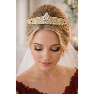 Zirkon Taşlı Gelin/Kına/Nişan/Söz Tasarım Taç