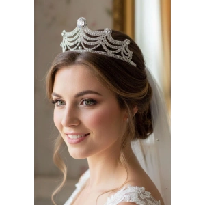 Zirkon Taşlı Gelin/Kına/Nişan/Söz Tasarım Taç