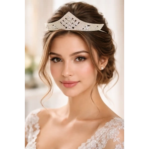 Zirkon Taşlı Gelin/Kına/Nişan/Söz Tasarım Taç