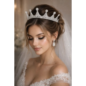 Zirkon Taşlı Gelin/Kına/Nişan/Söz Tasarım Taç
