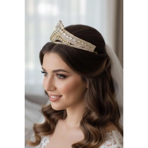 Zirkon Taşlı Gelin/Kına/Nişan/Söz Tasarım Taç