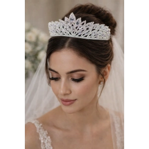 Zirkon Taşlı Gelin/Kına/Nişan/Söz Tasarım Taç