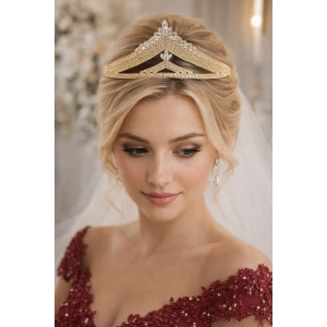 Zirkon Taşlı Gelin/Kına/Nişan/Söz Tasarım Taç