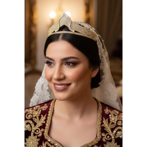 Zirkon Taşlı Gelin/Kına/Nişan/Söz Tasarım Taç