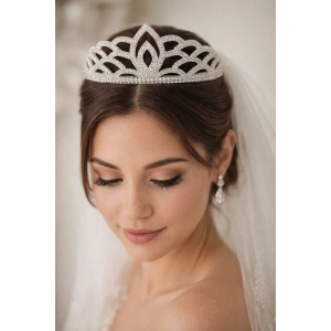 Zirkon Taşlı Gelin/Kına/Nişan/Söz Tasarım Taç