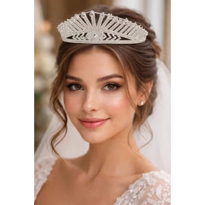 Zirkon Taşlı Gelin/Kına/Nişan/Söz Tasarım Taç