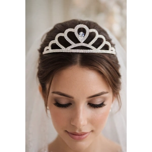 Zirkon Taşlı Gelin/Kına/Nişan/Söz Tasarım Taç