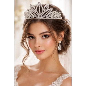 Zirkon Taşlı Gelin/Kına/Nişan/Söz Tasarım Taç