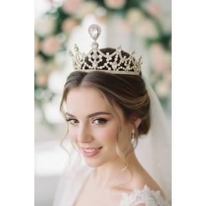 Zirkon Taşlı Gelin/Kına/Nişan/Söz Tasarım Taç