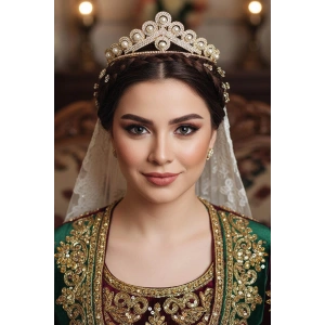 Zirkon Taşlı Gelin/Kına/Nişan/Söz Tasarım Taç