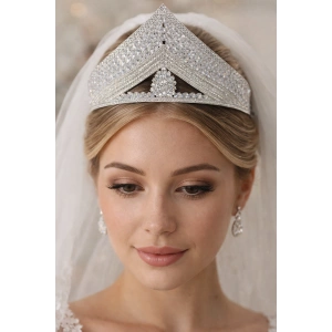 Zirkon Taşlı Gelin/Kına/Nişan/Söz Tasarım Taç
