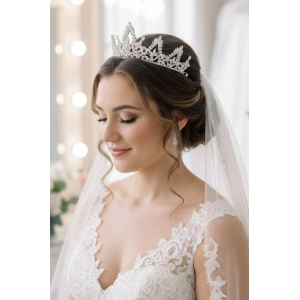 Zirkon Taşlı Gelin/Kına/Nişan/Söz Tasarım Taç